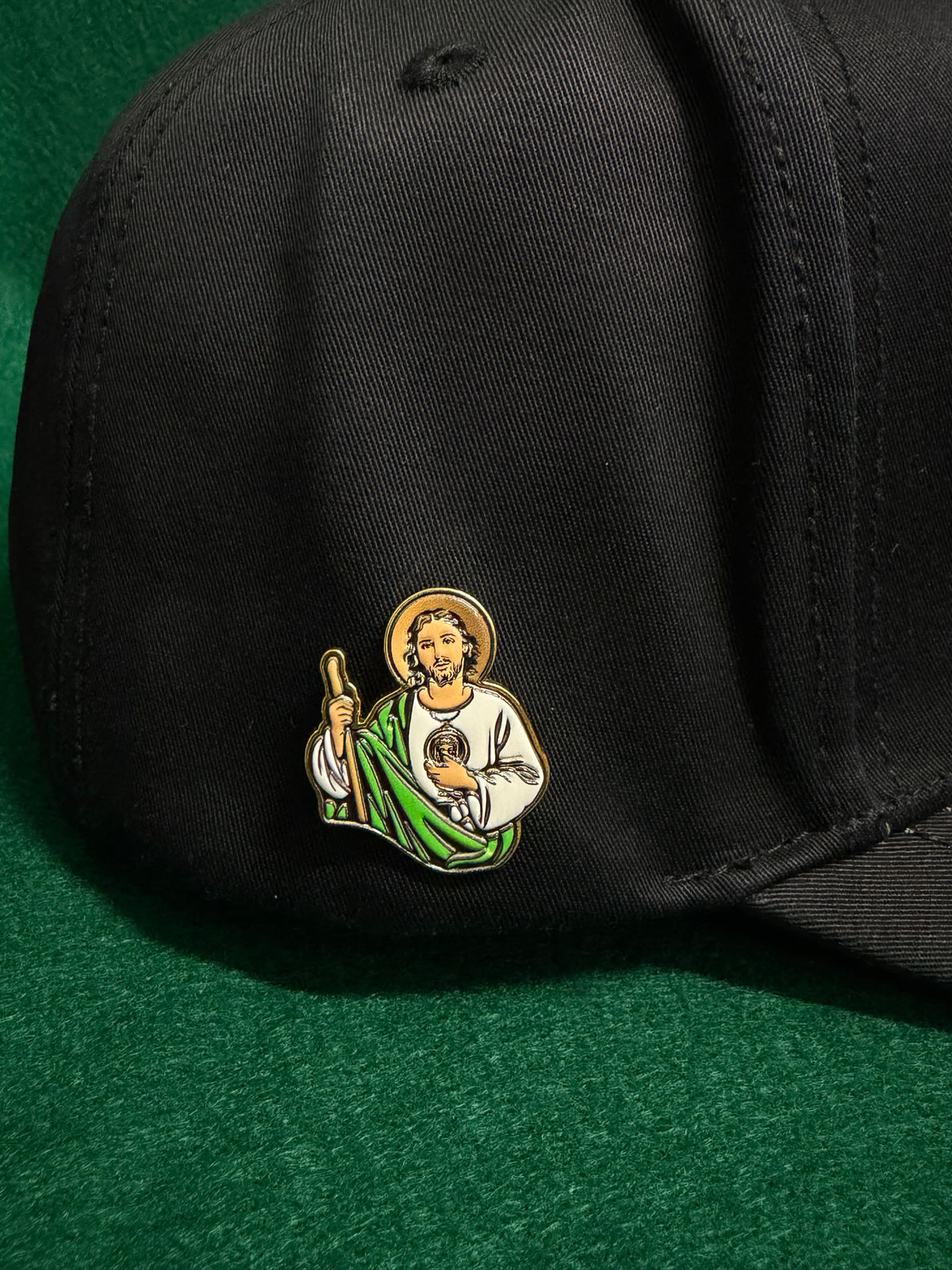 Lamasini Black San Judas Metal Snapback Cap