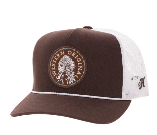 HOOEY Quanah Circle Patch Cap, Brown/ White