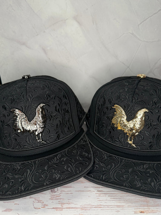Rooster Embroider Black Cap