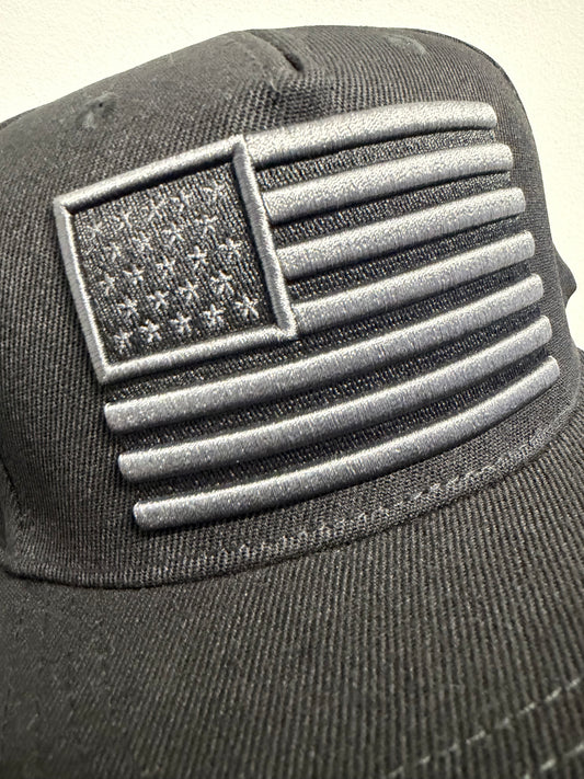 EL GENERAL USA Flag Embroidered Cap, Black