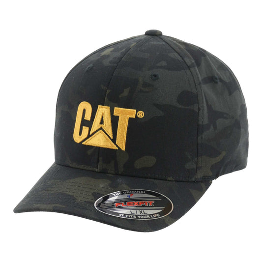 CATERPILLAR Men's Trademark Flexfit Trucker Cap, Night Camo