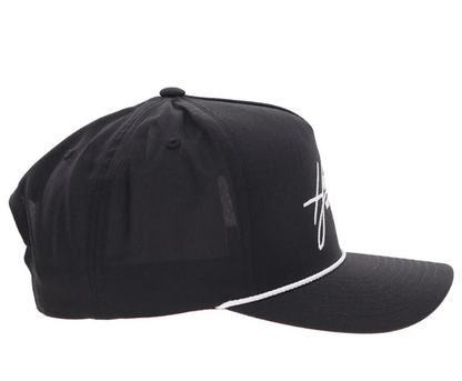 HOOEY Mark Out Cap, Black With White Stitching
