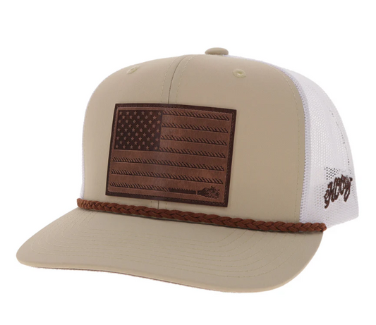 HOOEY Liberty Roper Leather Patch Cap, Tan