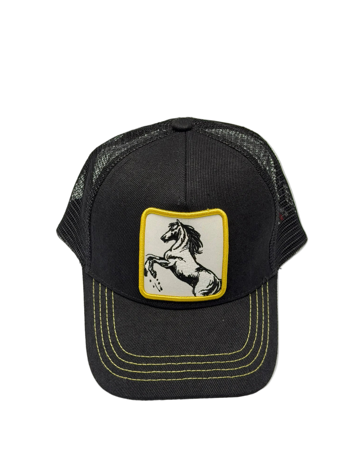 EL GENERAL Horse Mesh Cap, Black & Yellow