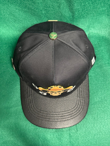 Lamasini Black Skull Cowboy Snapback Cap