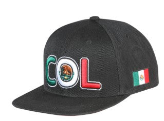 EL GENERAL Men's Mexico Flag Color Embroidery Flat Bill Cap