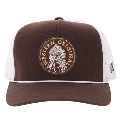 HOOEY Quanah Circle Patch Cap, Brown/ White