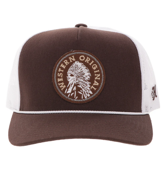 HOOEY Quanah Circle Patch Cap, Brown/ White