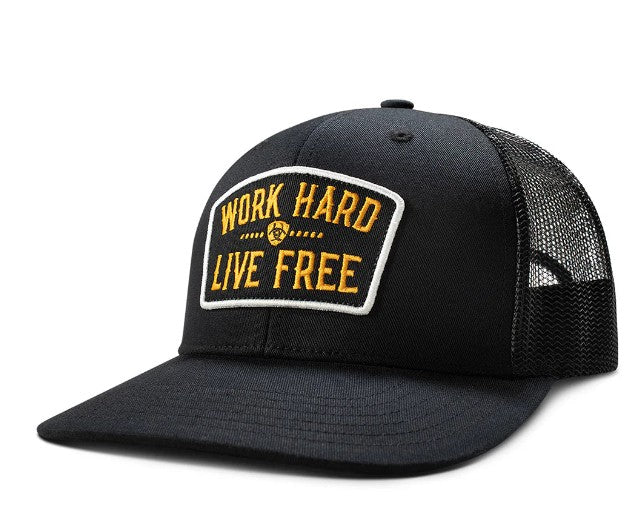 ARIAT Work Hard Patch Snapback Cap, Black