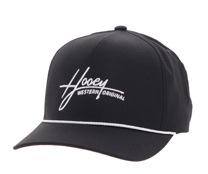 HOOEY Mark Out Cap, Black With White Stitching