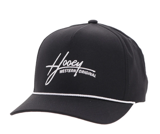 HOOEY Mark Out Cap, Black With White Stitching