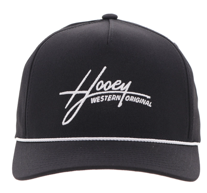 HOOEY Mark Out Cap, Black With White Stitching