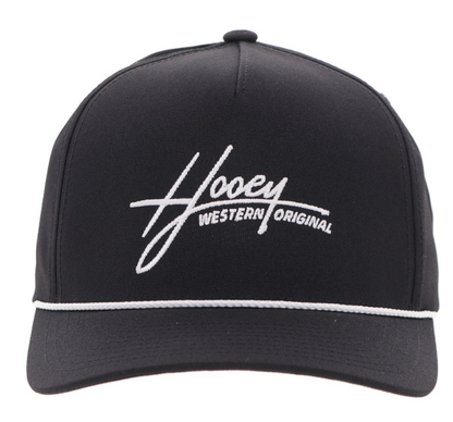 HOOEY Mark Out Cap, Black With White Stitching