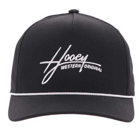 HOOEY Mark Out Cap, Black With White Stitching