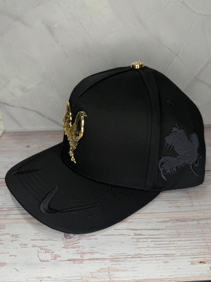 Golden Rooster Black Snapback Cap