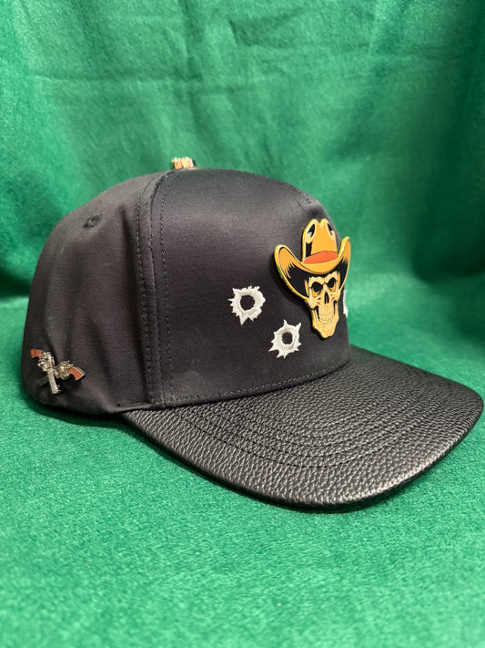 Lamasini Black Skull Cowboy Snapback Cap