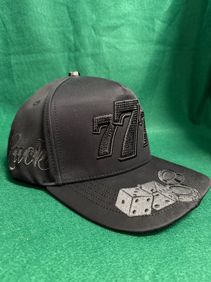 Lamasini Black Lucky 7 Rimestones Snapback Cap