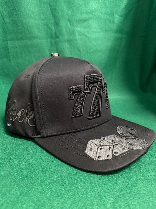Lamasini Black Lucky 7 Rimestones Snapback Cap