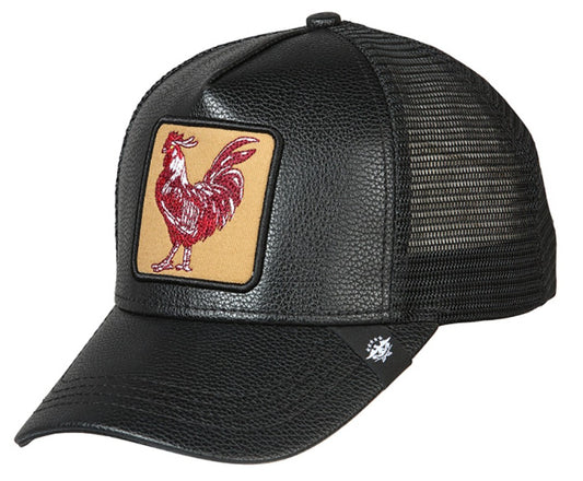 El General Black Leather Gallo Cap, Black