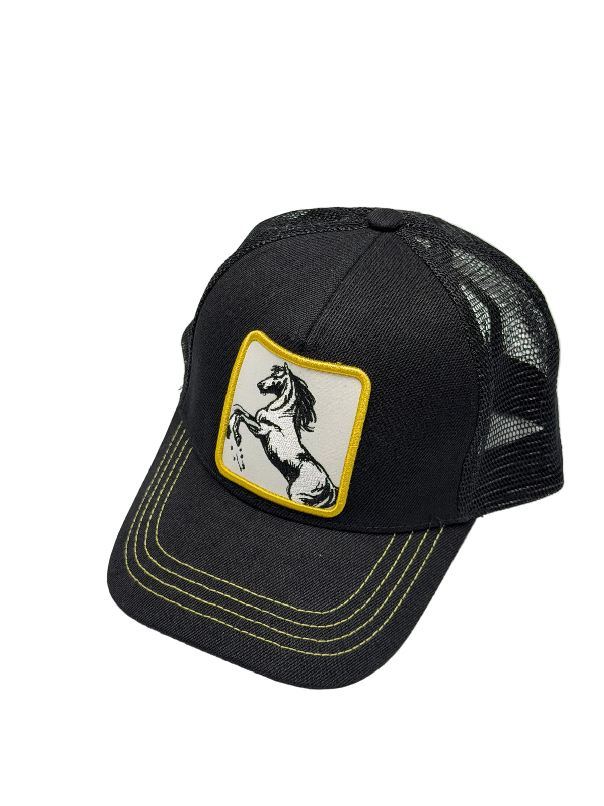 EL GENERAL Horse Mesh Cap, Black & Yellow