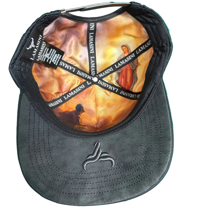 Lamasini Black Rhinestone Virgen de Guadalupe Snapback Cap