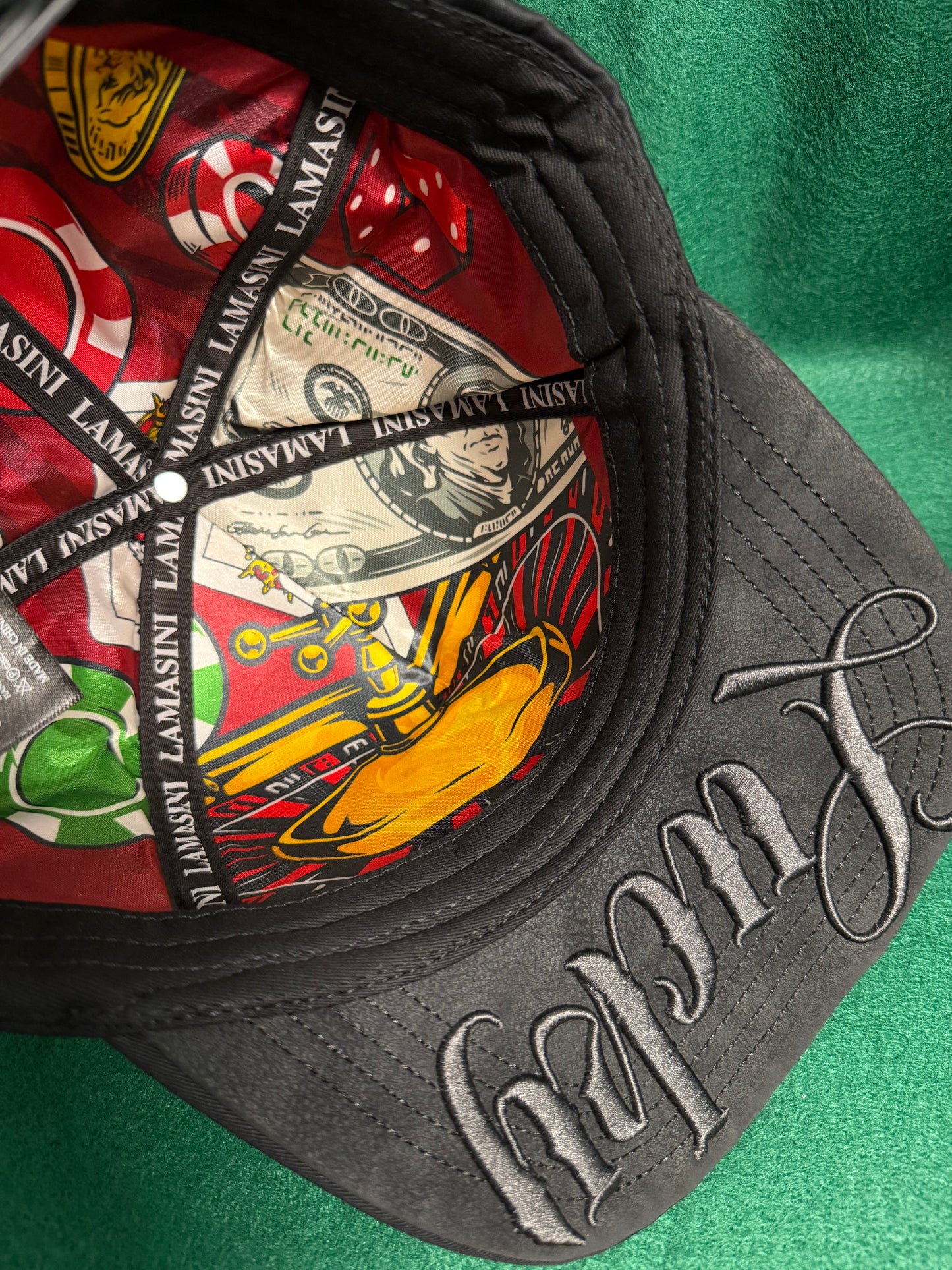 Lamasini Black Lucky 7 Rimestones Snapback Cap