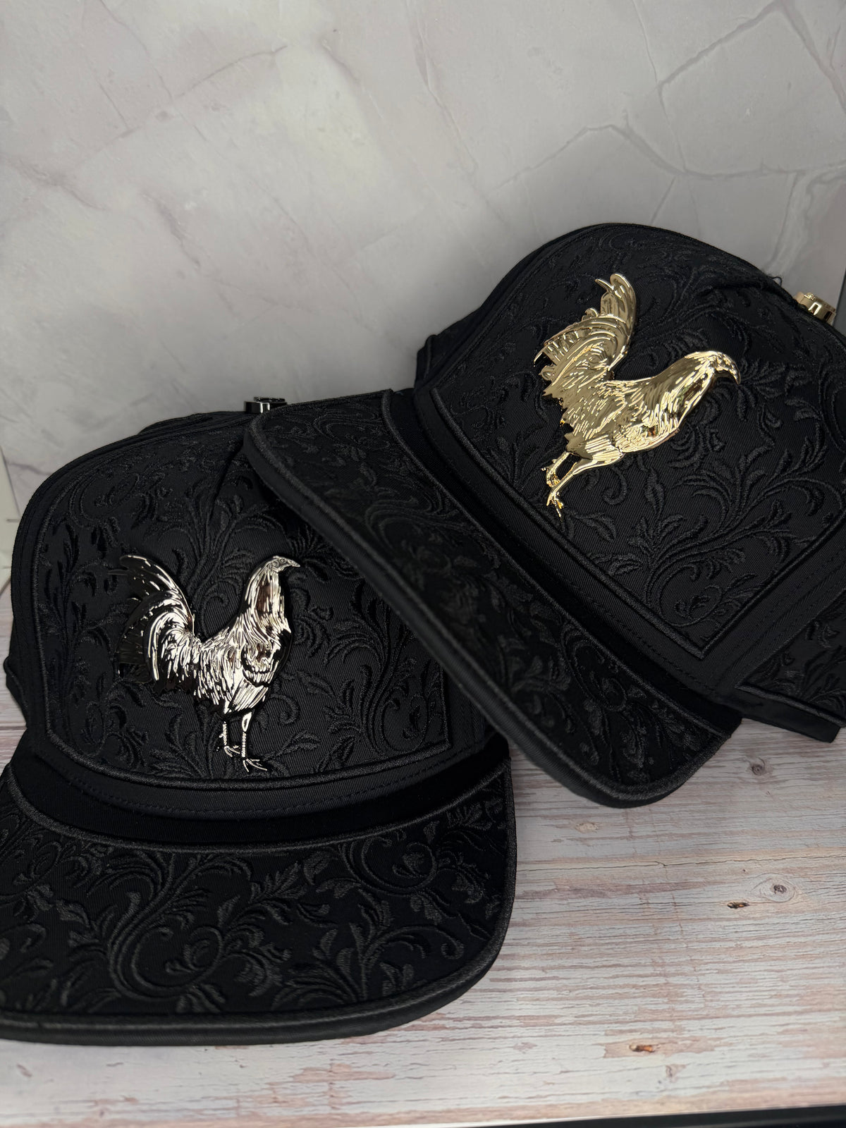 Rooster Embroider Black Cap