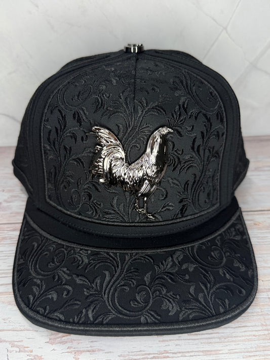 Rooster Embroider Black Cap