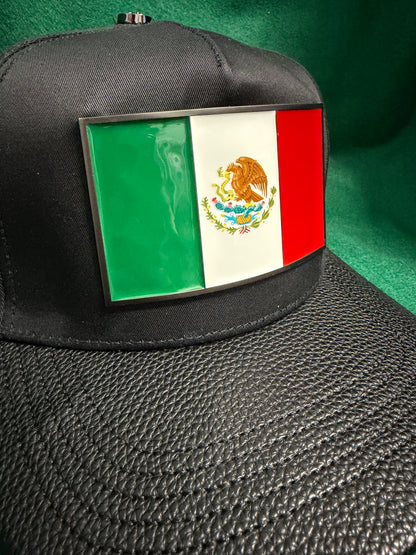 Lamasini Black Metal Mexico Flag Snapback Cap
