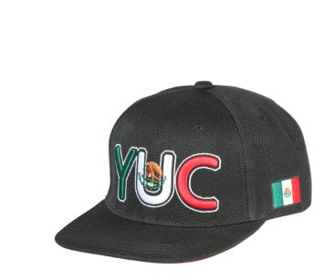 EL GENERAL Men's Mexico Flag Color Embroidery Flat Bill Cap