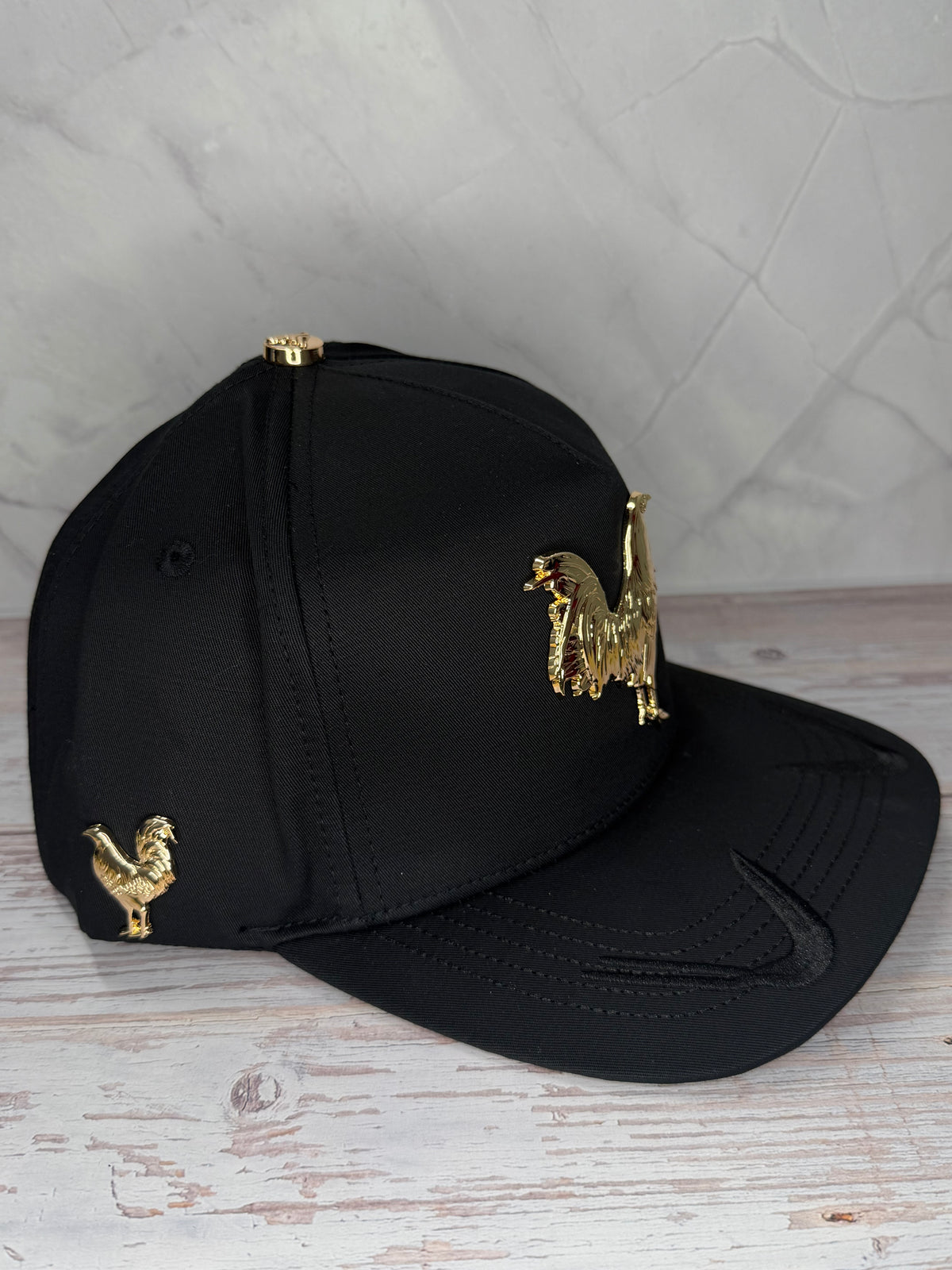 Golden Rooster Black Snapback Cap