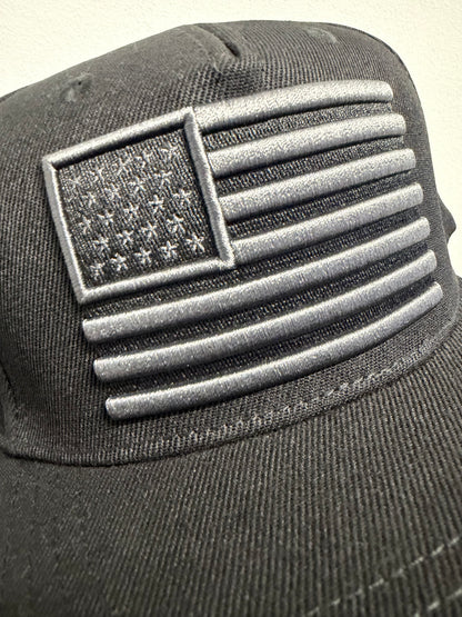 EL GENERAL USA Flag Embroidered Cap, Black