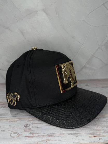 Golden Horse Black Snapback Cap
