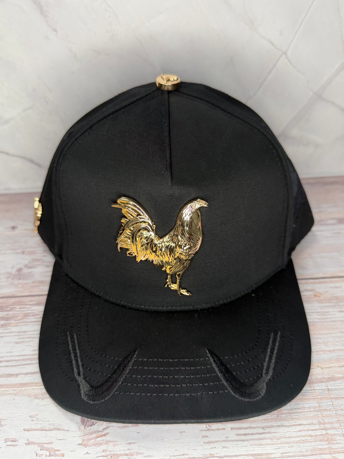 Golden Rooster Black Snapback Cap