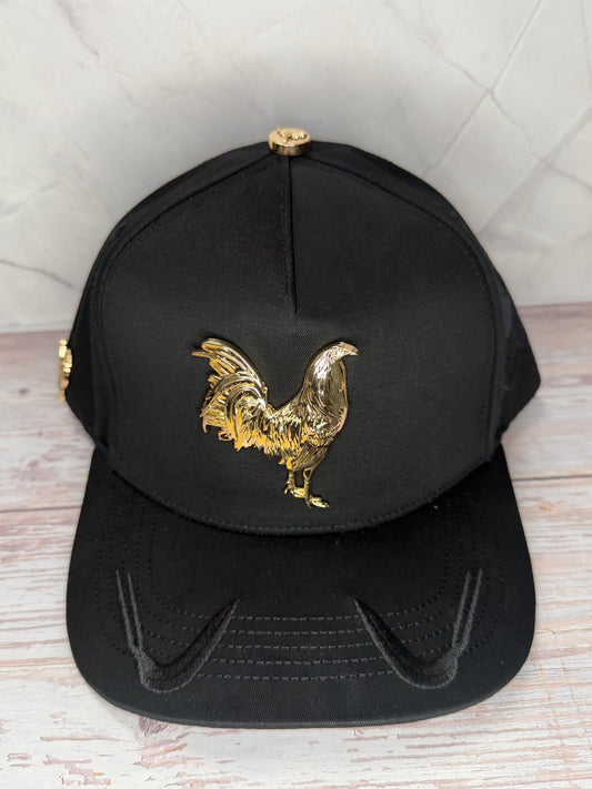 Golden Rooster Black Snapback Cap