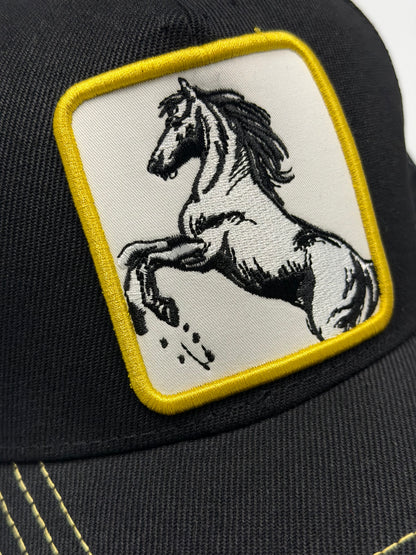 EL GENERAL Horse Mesh Cap, Black & Yellow