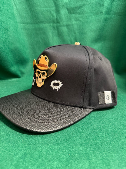 Lamasini Black Skull Cowboy Snapback Cap