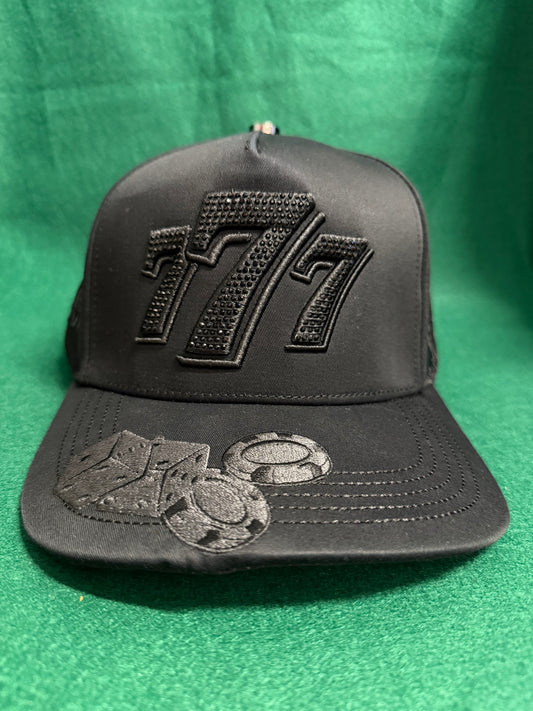 Lamasini Black Lucky 7 Rimestones Snapback Cap