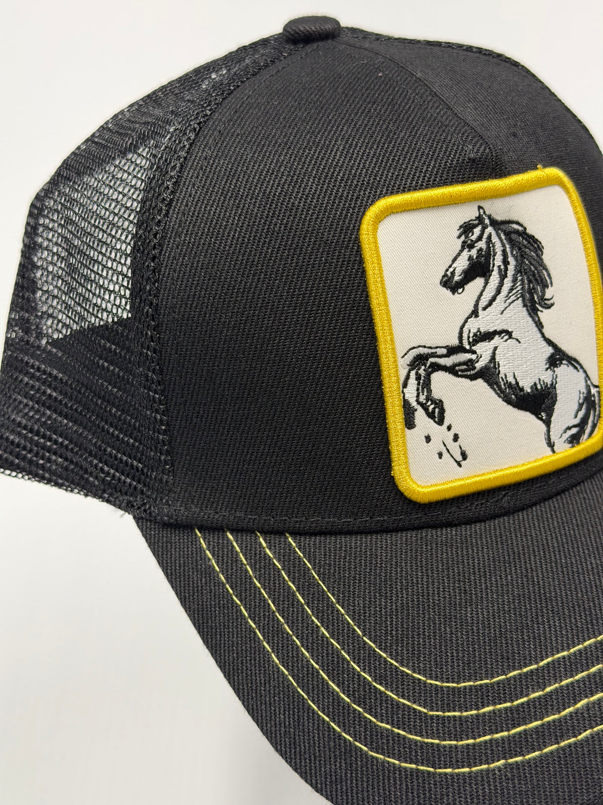 EL GENERAL Horse Mesh Cap, Black & Yellow