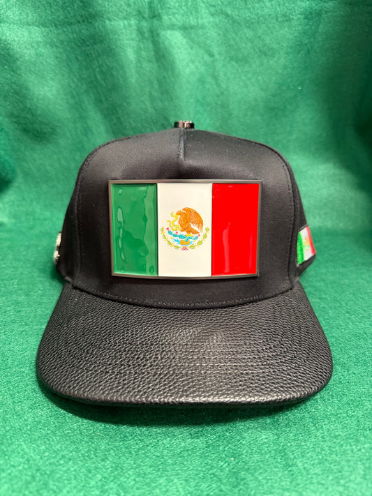 Lamasini Black Metal Mexico Flag Snapback Cap