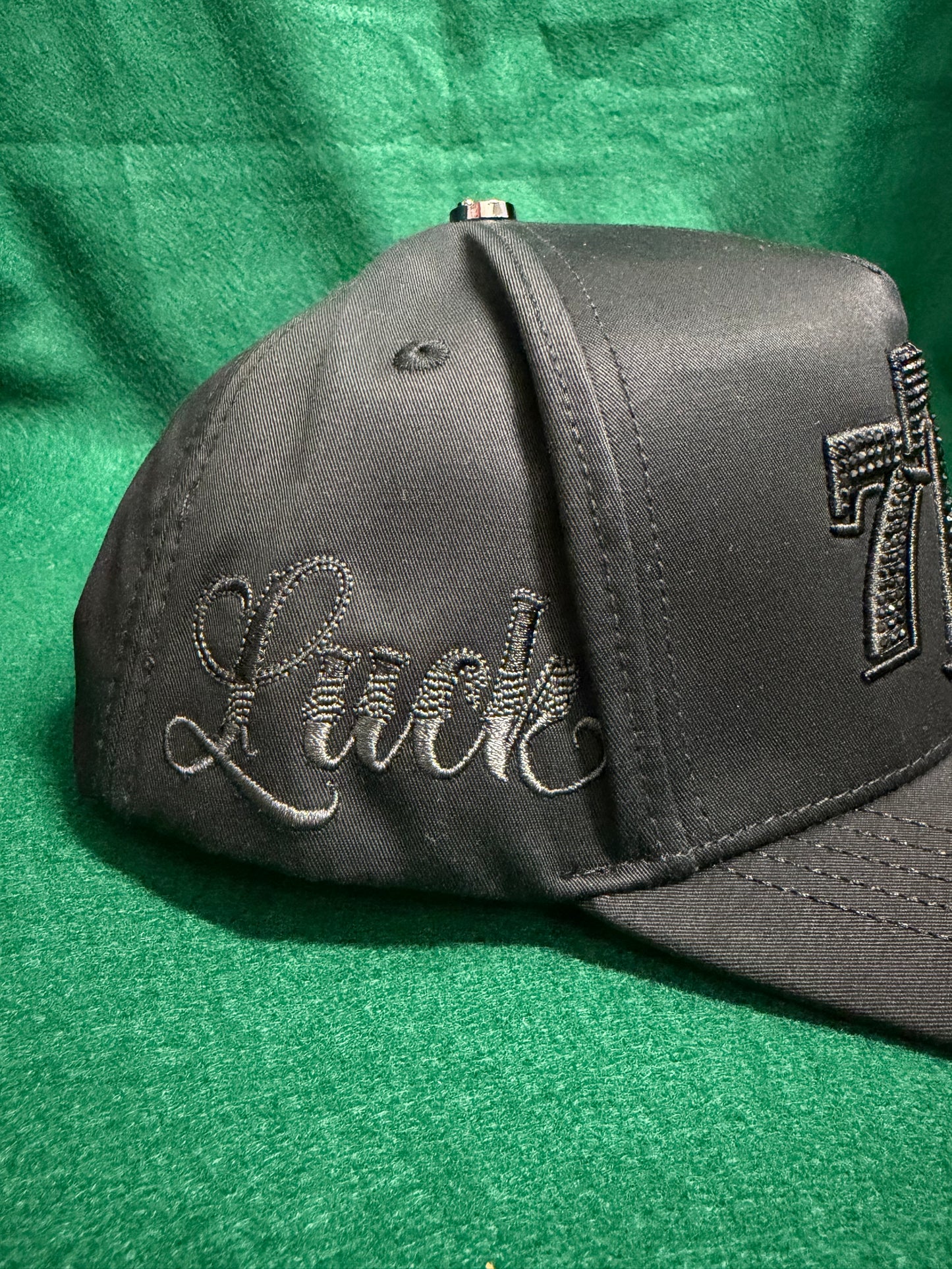 Lamasini Black Lucky 7 Rimestones Snapback Cap