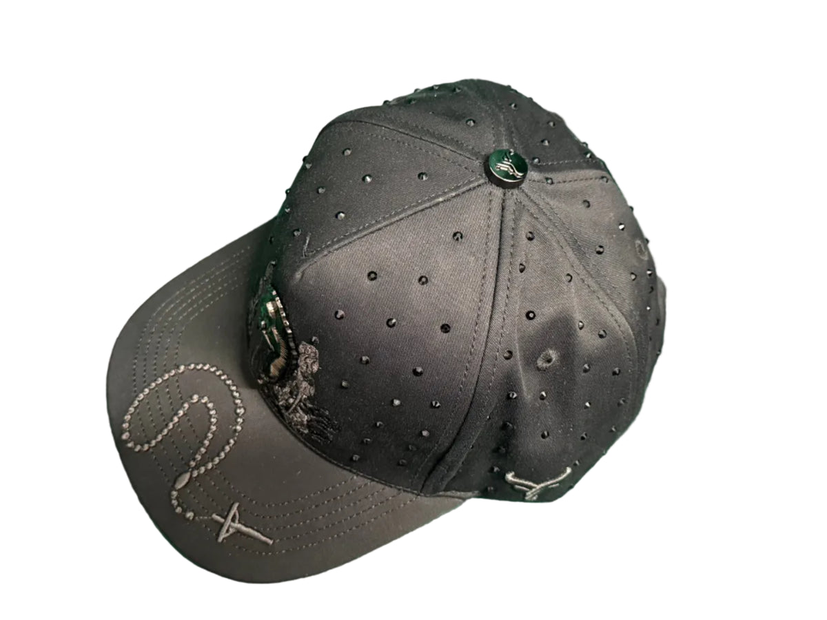 Lamasini Black Rhinestone Virgen de Guadalupe Snapback Cap