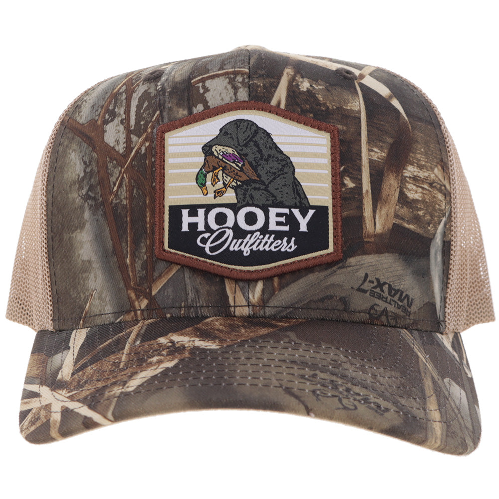 HOOEY Black Lab Dog Patch Trucker Cap, Camo