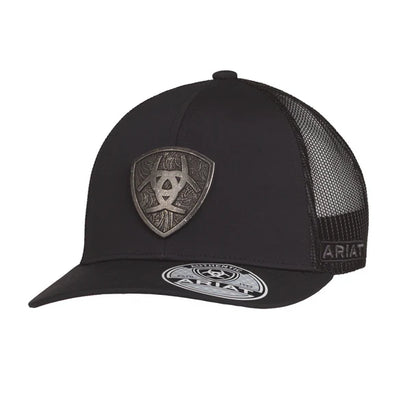 ARIAT Metal Shield Patch Snapback Cap, Black