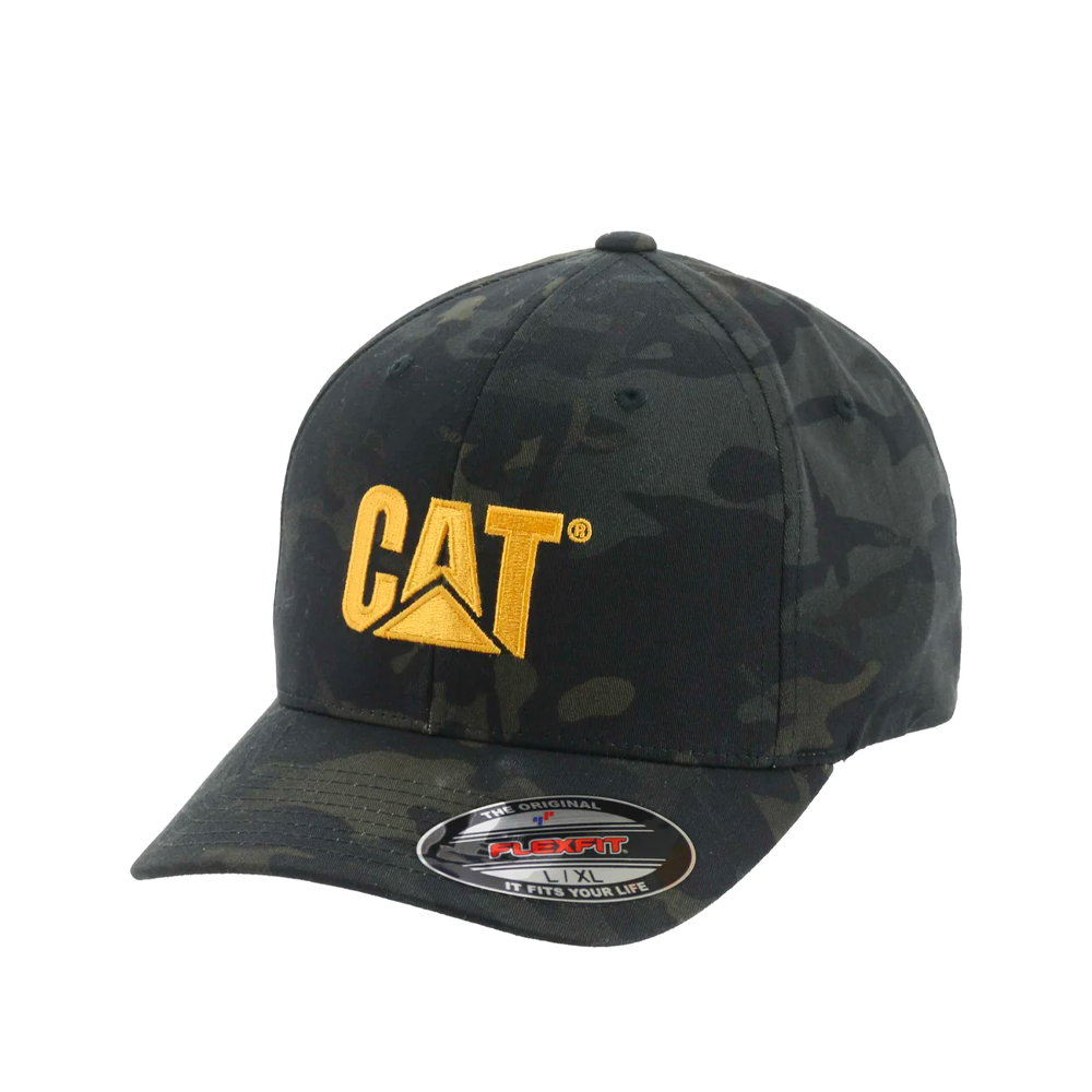 CATERPILLAR Men's Trademark Flexfit Trucker Cap, Night Camo
