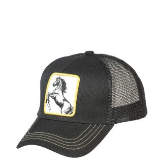 EL GENERAL Horse Mesh Cap, Black & Yellow