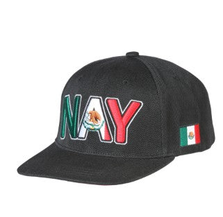 EL GENERAL Men's Mexico Flag Color Embroidery Flat Bill Cap