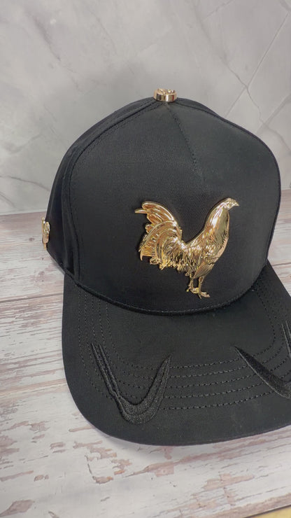 Golden Rooster Black Snapback Cap